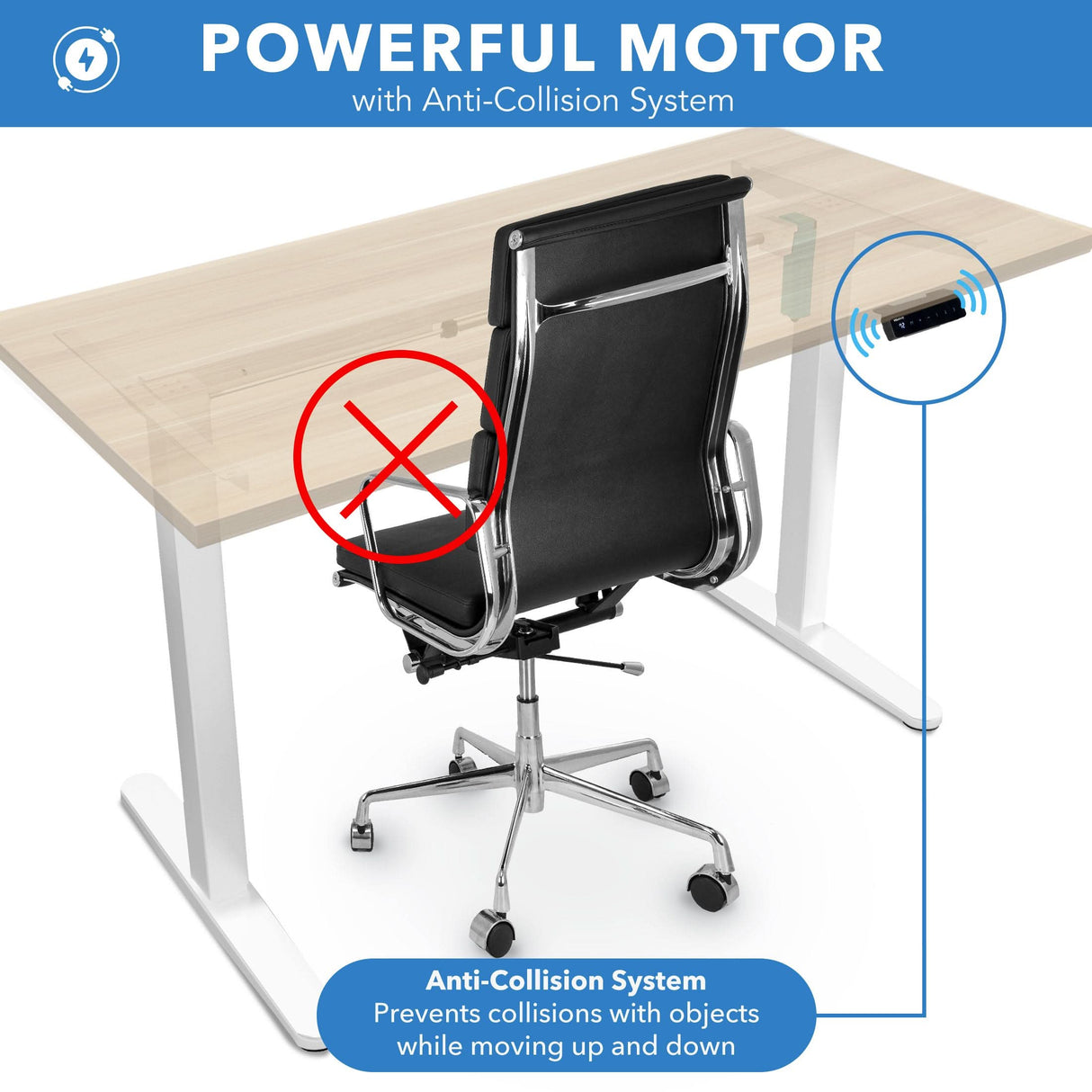 Electric Standing Desk with 55" Tabletop - White Base Standing Desk - Electric Standing Desk with 55" Tabletop - White Base - Mount-It! -