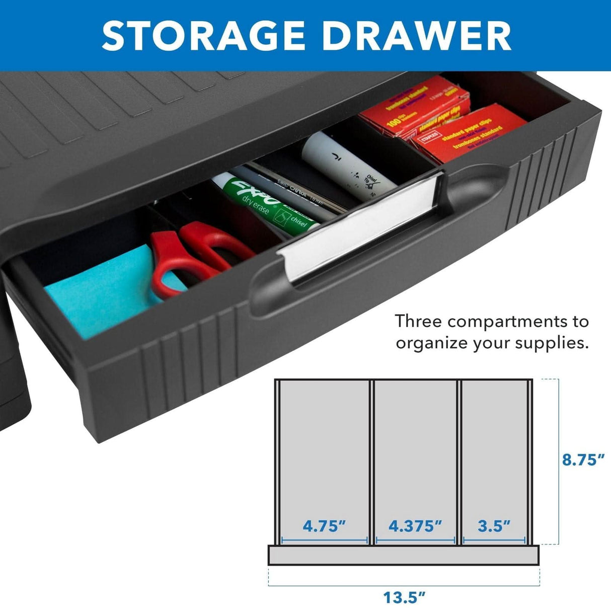 Ergonomic, Adjustable Printer, Monitor, & Laptop Stand Monitor Risers - Ergonomic, Adjustable Printer, Monitor, & Laptop Stand - Mount-It! - MI-7853A
