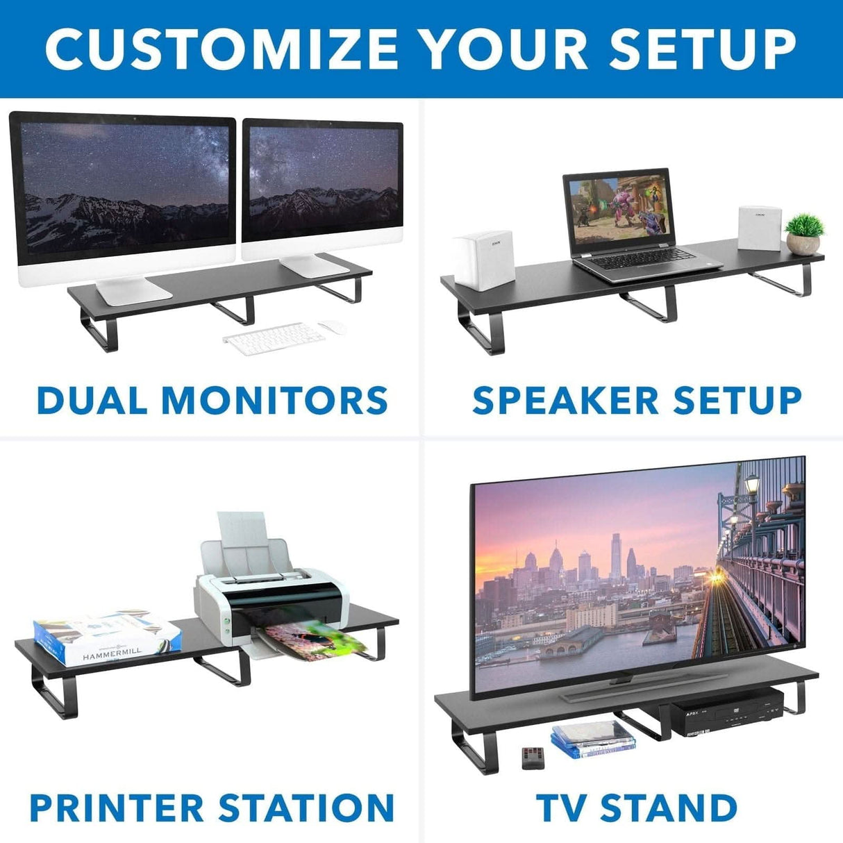 Extra Wide Dual Monitor Riser Monitor Risers - Extra Wide Dual Monitor Riser - Mount-It! - MI-7267