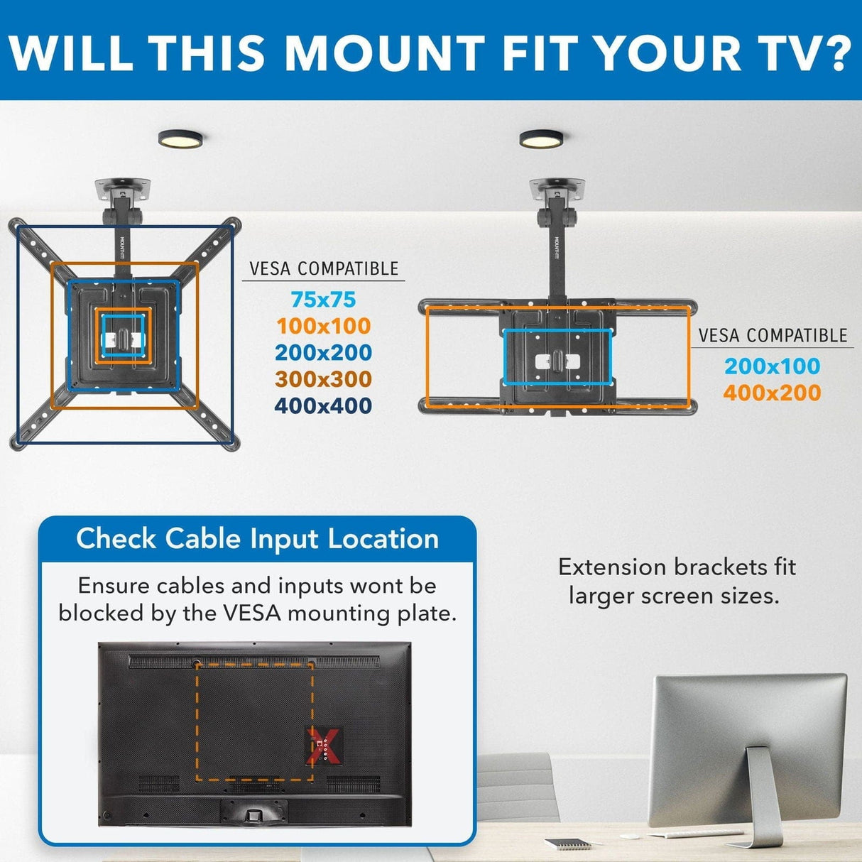 Flip-Down Ceiling TV Mount TV Mount - Flip-Down Ceiling TV Mount - Mount-It! -