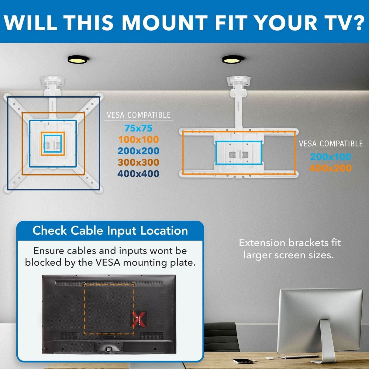 Flip-Down Ceiling TV Mount TV Mount - Flip-Down Ceiling TV Mount - Mount-It! -