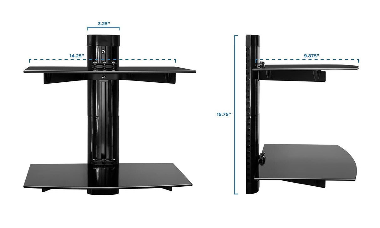 Floating Wall Mounted Dual Shelf Stand Component Shelves - Floating Wall Mounted Dual Shelf Stand - Mount-It! - MI-892