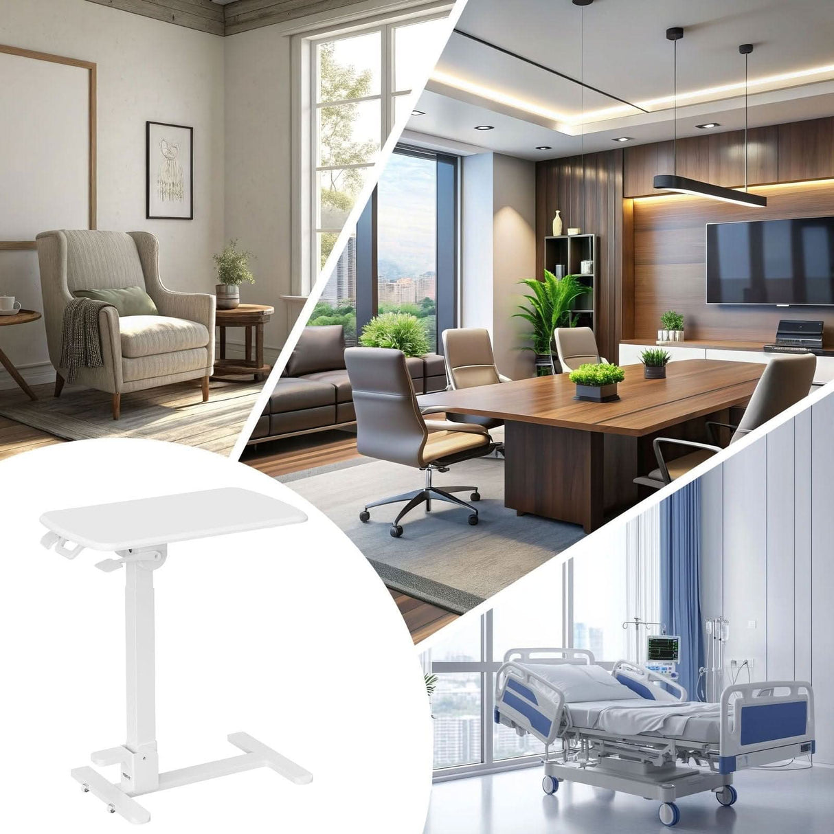 Foldable Rolling Overbed Table Mobile Standing Desk - Foldable Rolling Overbed Table - MI-8046 - use at home, in office, in hospital