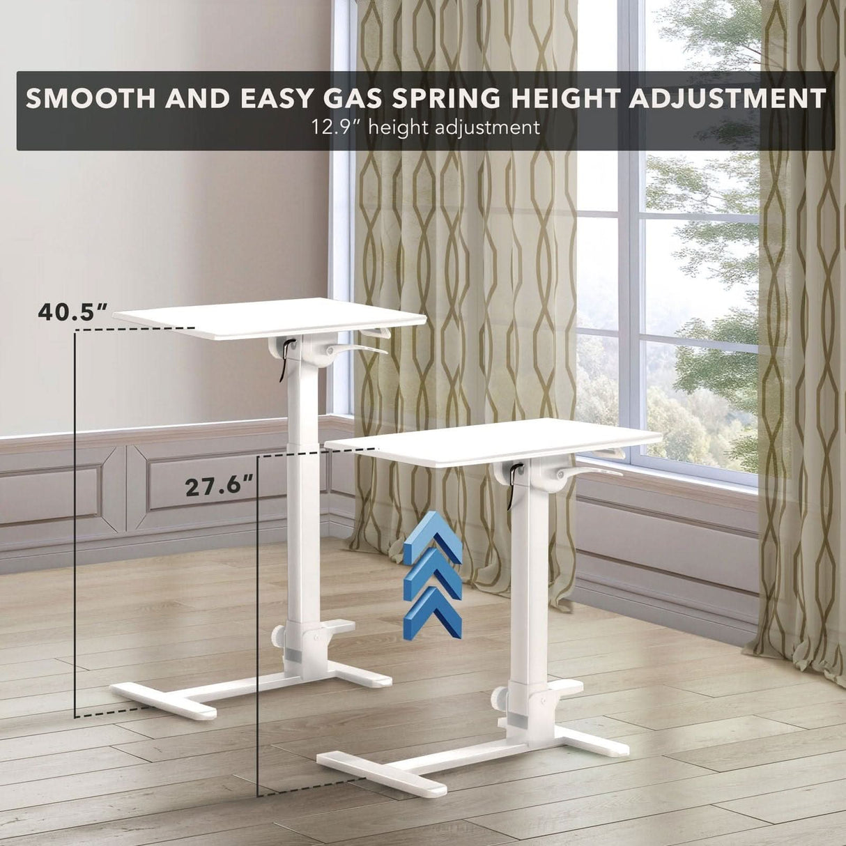 Foldable Rolling Overbed Table Mobile Standing Desk - Foldable Rolling Overbed Table - MI-8046 Height adjustment