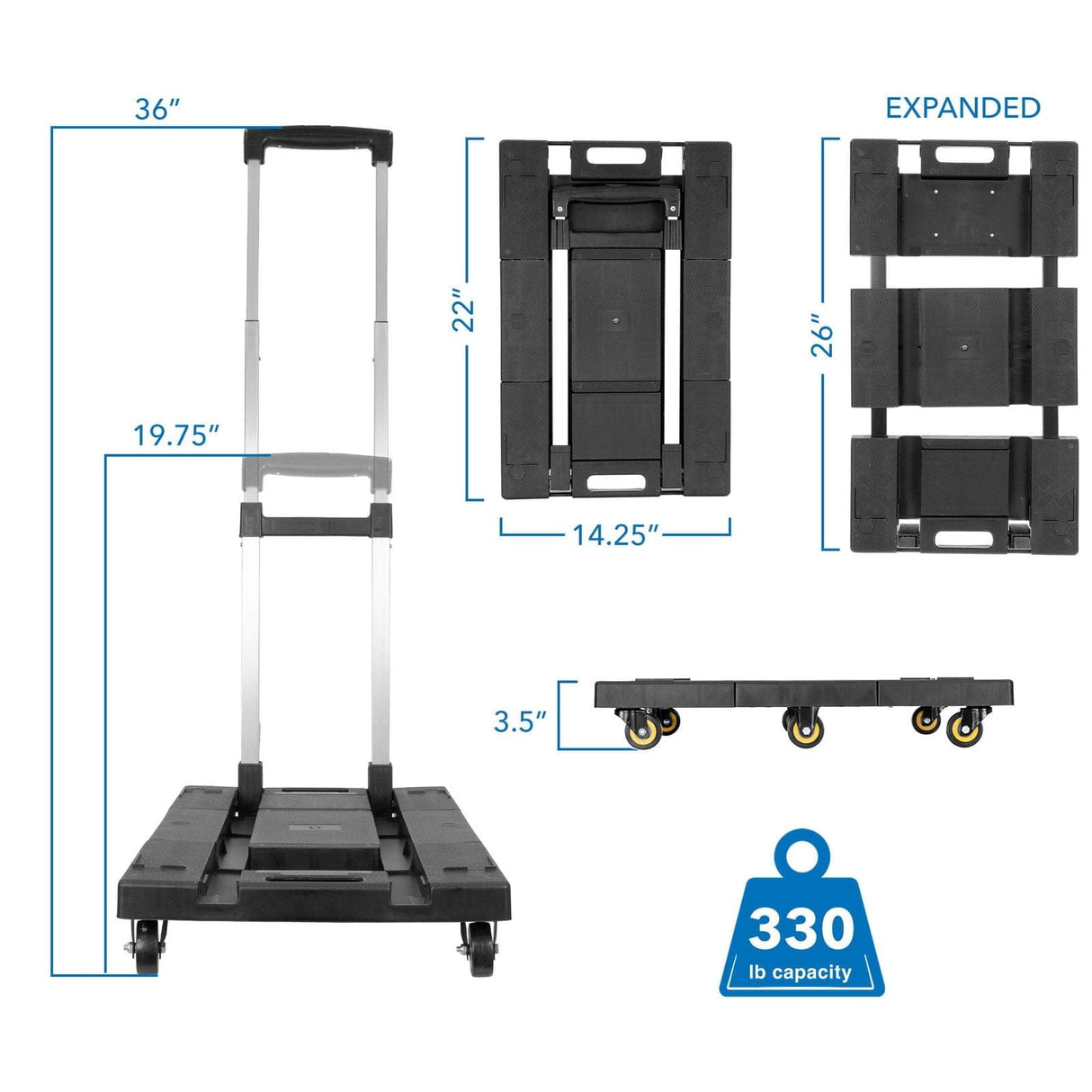 Folding Hand Truck Dolly Hand Truck - Folding Hand Truck Dolly - Mount-It! - MI-954