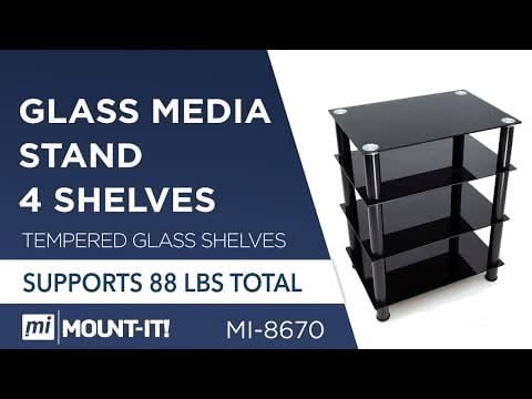 Component Shelves - Four-Tiered Glass A/V Media Stand - Mount-It! - MI-8670