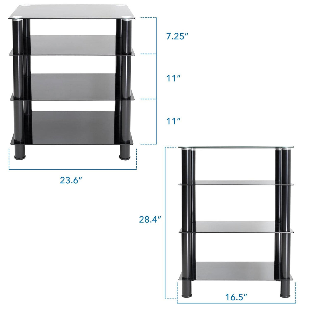 Four-Tiered Glass A/V Media Stand Component Shelves - Four-Tiered Glass A/V Media Stand - Mount-It! - MI-8670
