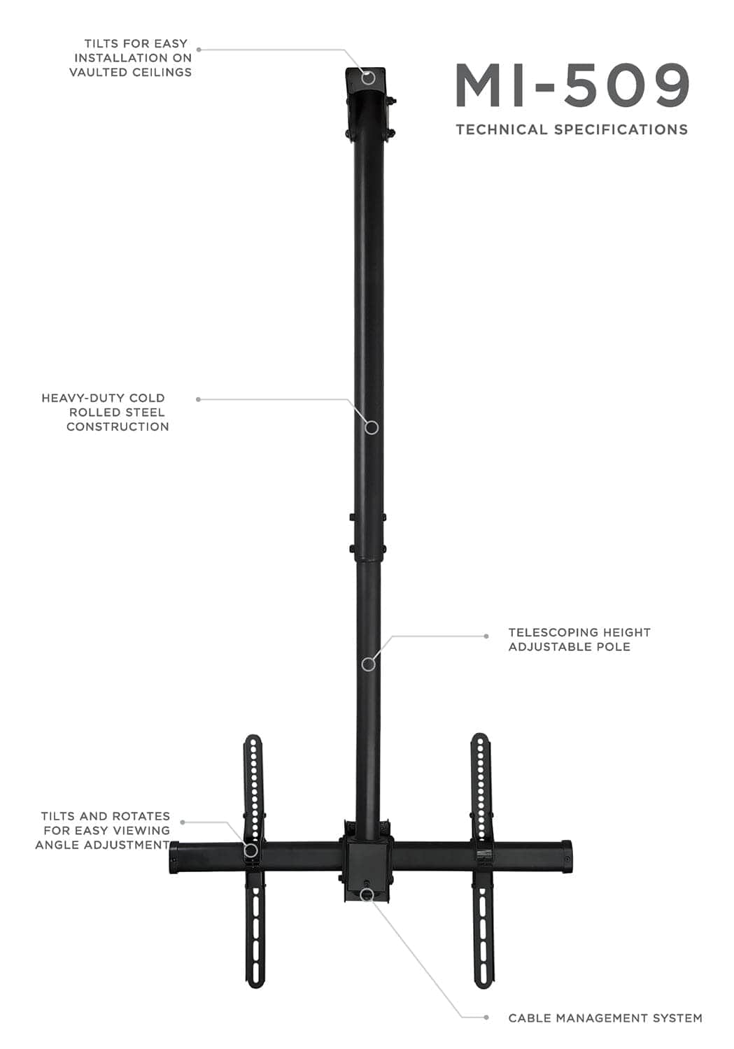 Full Motion Ceiling TV Mount with Long Extension TV Mount - Full Motion Ceiling TV Mount with Long Extension - Mount-It! -