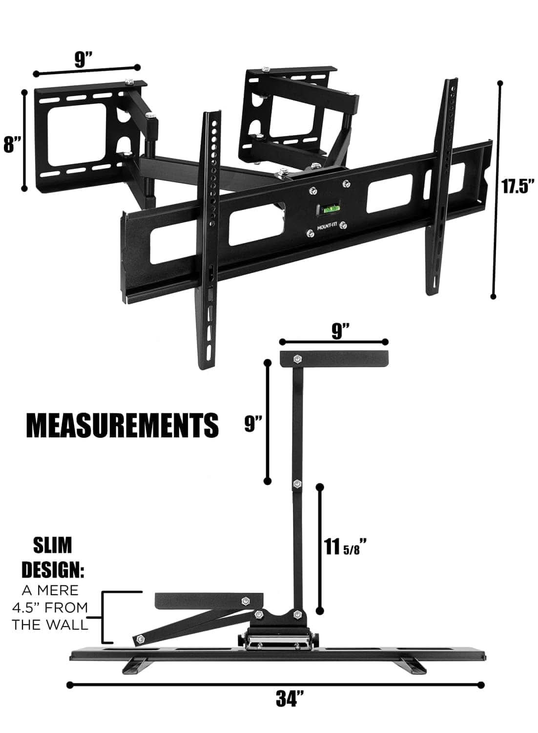 Full Motion Corner TV Mount TV Mount - Full Motion Corner TV Mount - Mount-It! - MI-369B