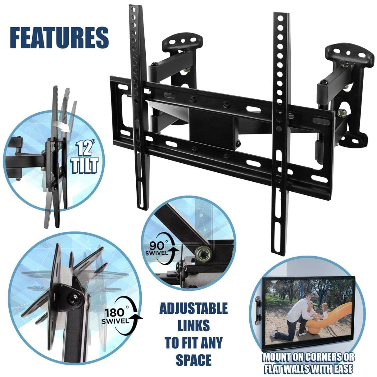 Full Motion Corner TV Wall Mount TV Mount - Full Motion Corner TV Wall Mount - Mount-It! - MI-4481