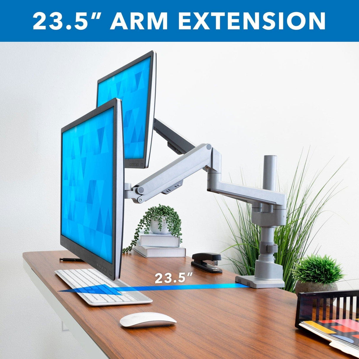 Full Motion Dual Monitor Desk Mount, Height Adjustable with Gas Spring Arms Monitor Mount - Full Motion Dual Monitor Desk Mount, Height Adjustable with Gas Spring Arms - Mount-It! - MI-6772