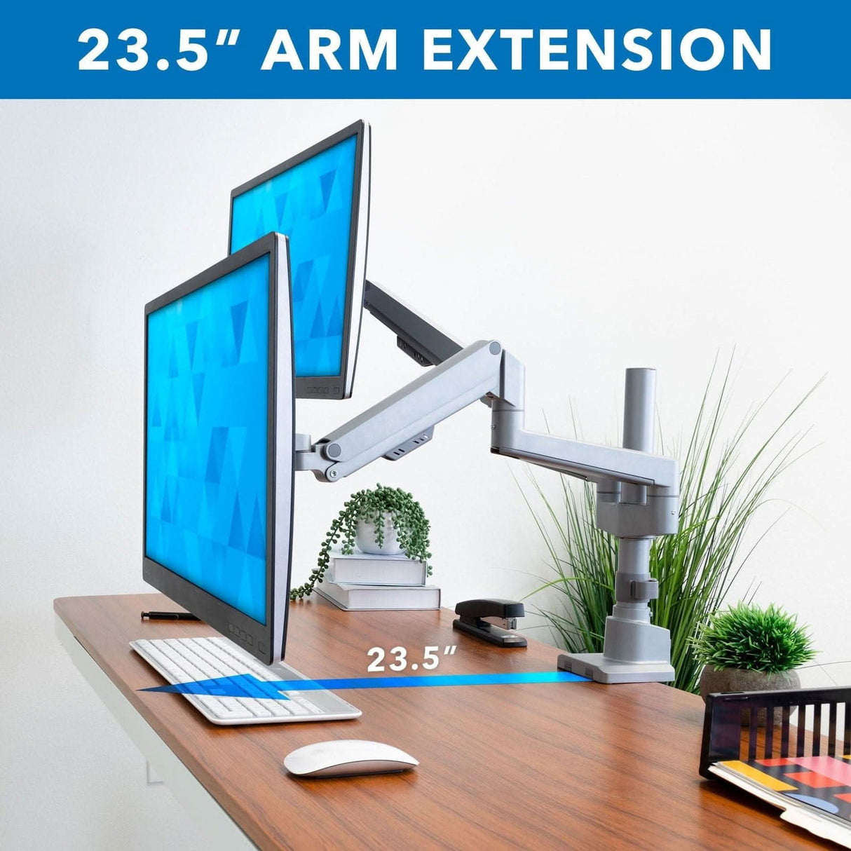 Full Motion Dual Monitor Desk Mount, Height Adjustable with Gas Spring Arms Monitor Mount - Full Motion Dual Monitor Desk Mount, Height Adjustable with Gas Spring Arms - Mount-It! - MI-6772