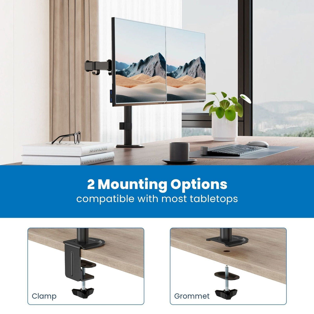 Full Motion Dual Monitor Desk Mount Monitor Mount - Full Motion Dual Monitor Desk Mount - Mount-It! -