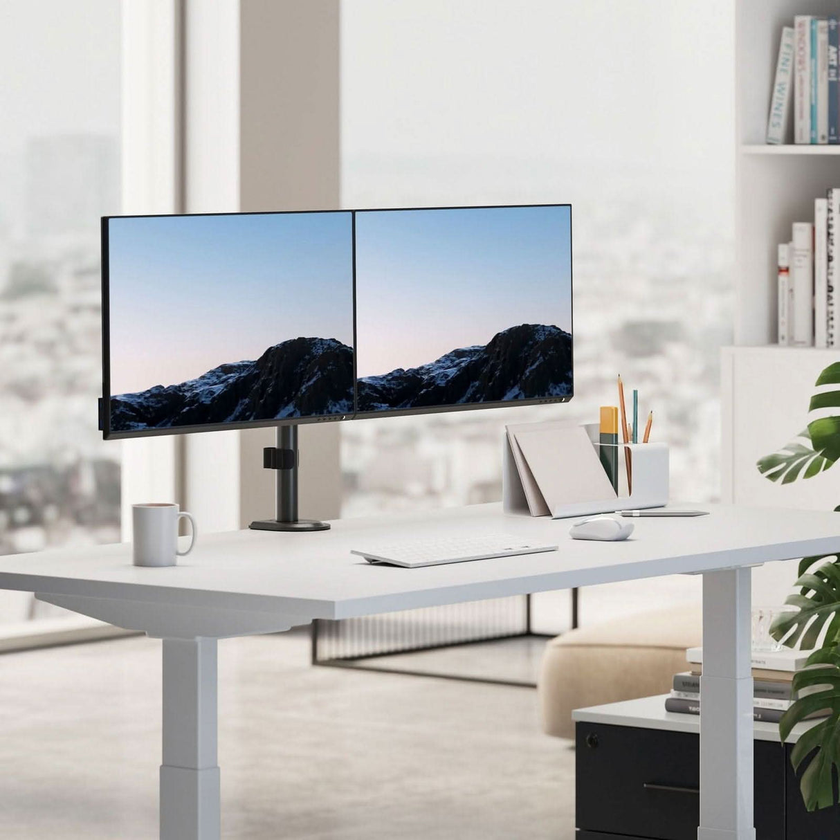 Full Motion Dual Monitor Desk Mount Monitor Mount - Full Motion Dual Monitor Desk Mount - Mount-It! -