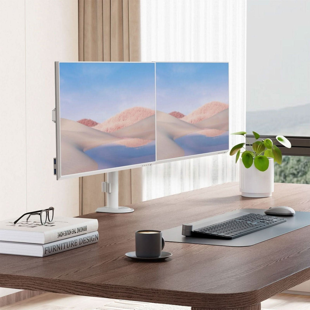 Full Motion Dual Monitor Desk Mount Monitor Mount - Full Motion Dual Monitor Desk Mount - Mount-It! -