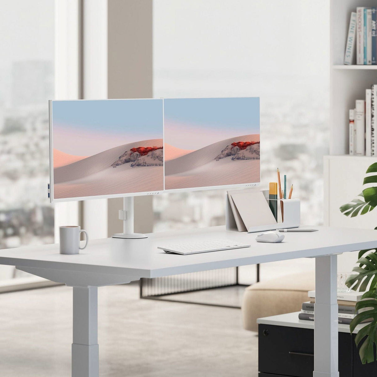 Full Motion Dual Monitor Desk Mount Monitor Mount - Full Motion Dual Monitor Desk Mount - Mount-It! -