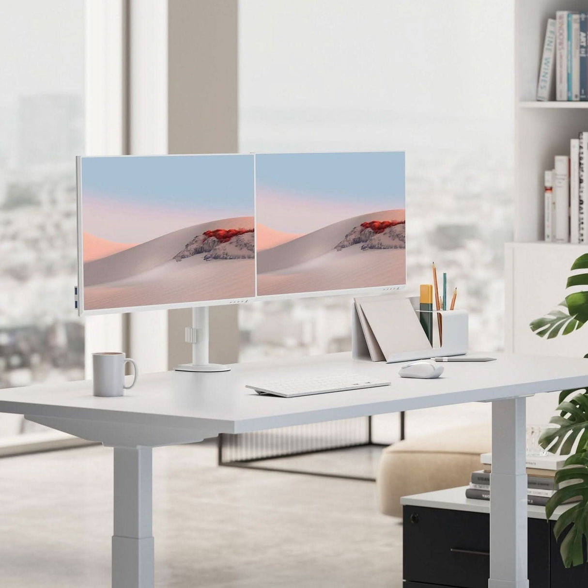 Full Motion Dual Monitor Desk Mount Monitor Mount - Full Motion Dual Monitor Desk Mount - Mount-It! -