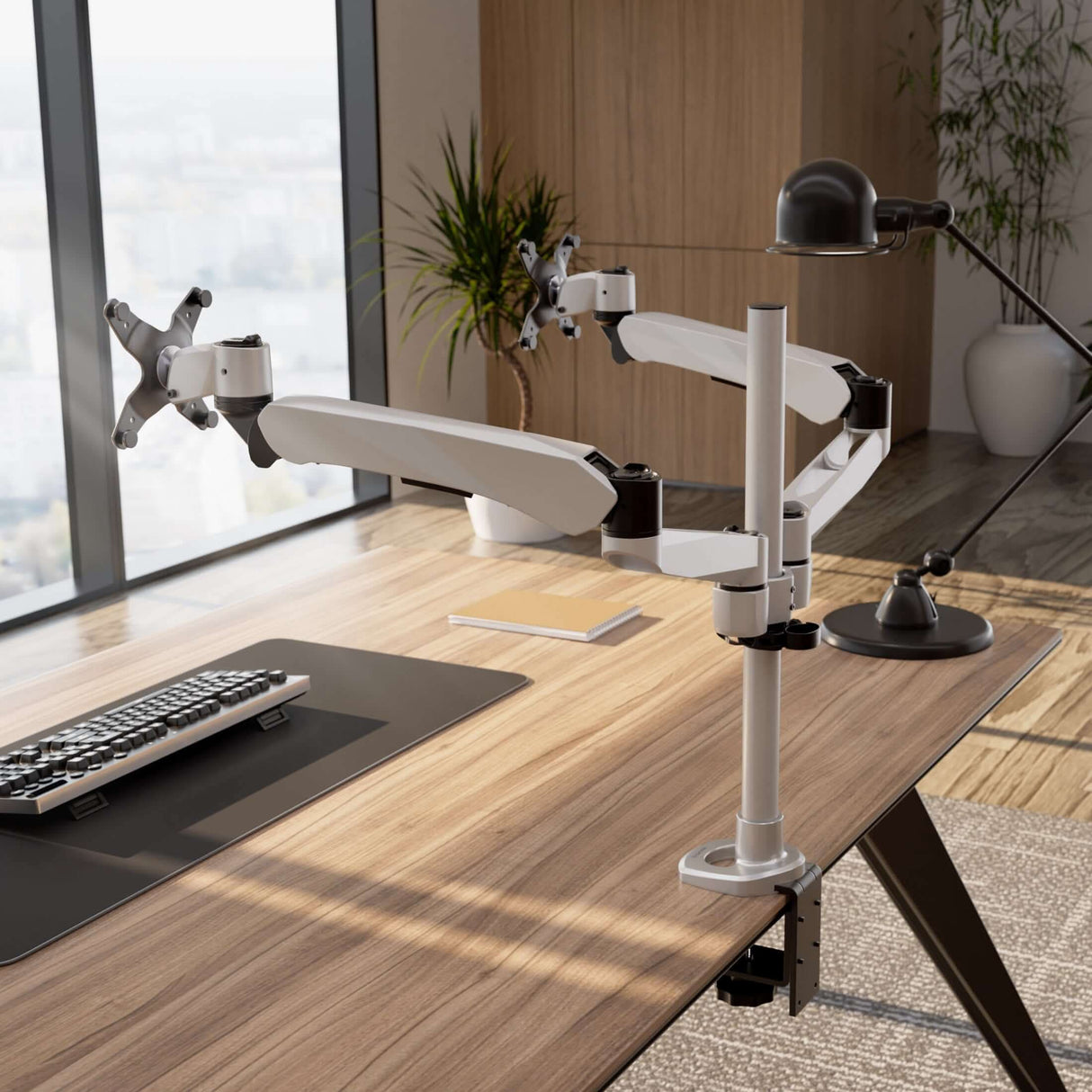 Full Motion Dual Monitor Desk Mount with Gas Spring Arms Monitor Mount - Full Motion Dual Monitor Desk Mount with Gas Spring Arms - Mount-It! -