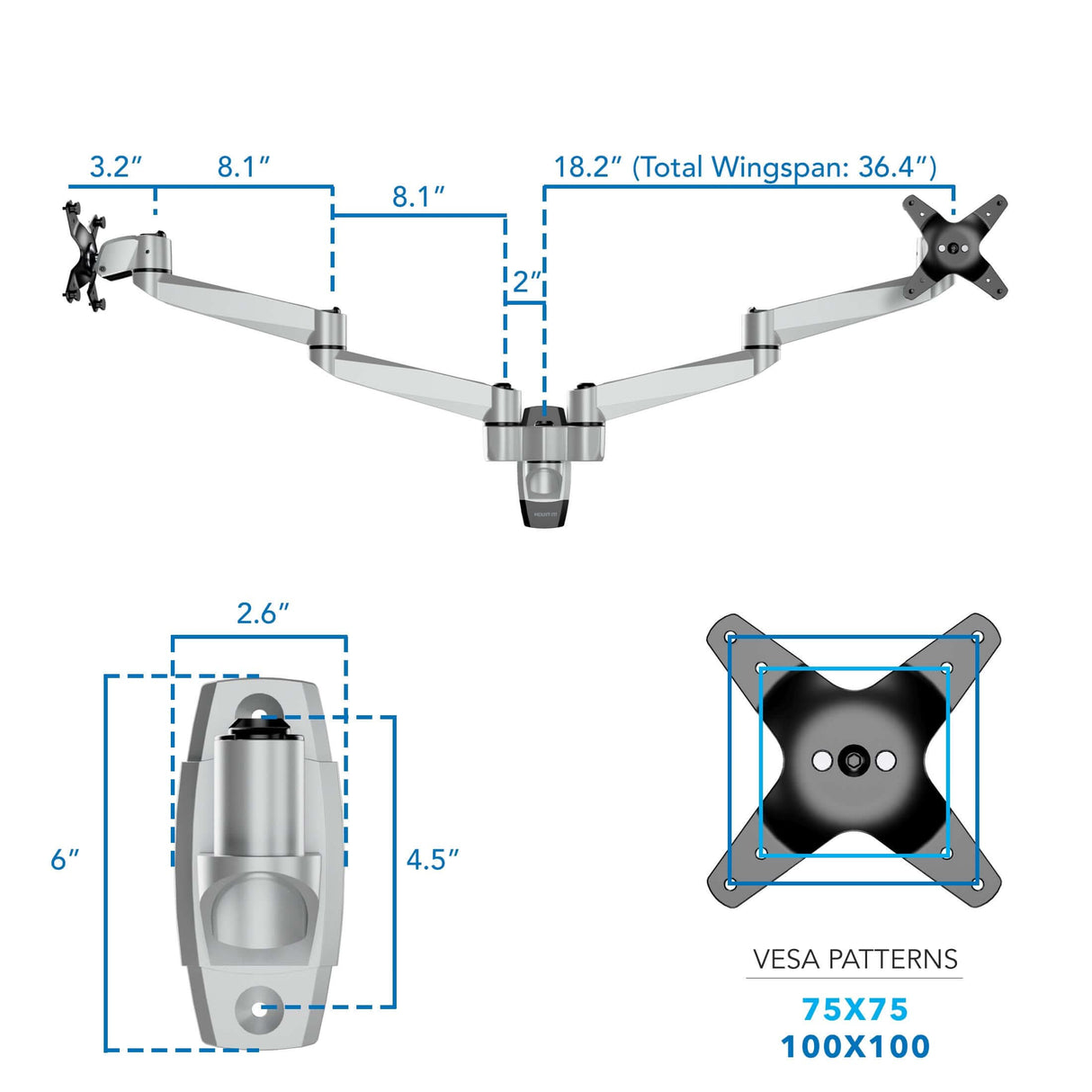 Full Motion Dual Monitor Wall Mount Monitor Mount - Full Motion Dual Monitor Wall Mount - Mount-It! -