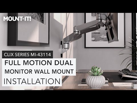 Full Motion Dual Monitor Wall Mount Monitor Mount - Full Motion Dual Monitor Wall Mount - Mount-It! -