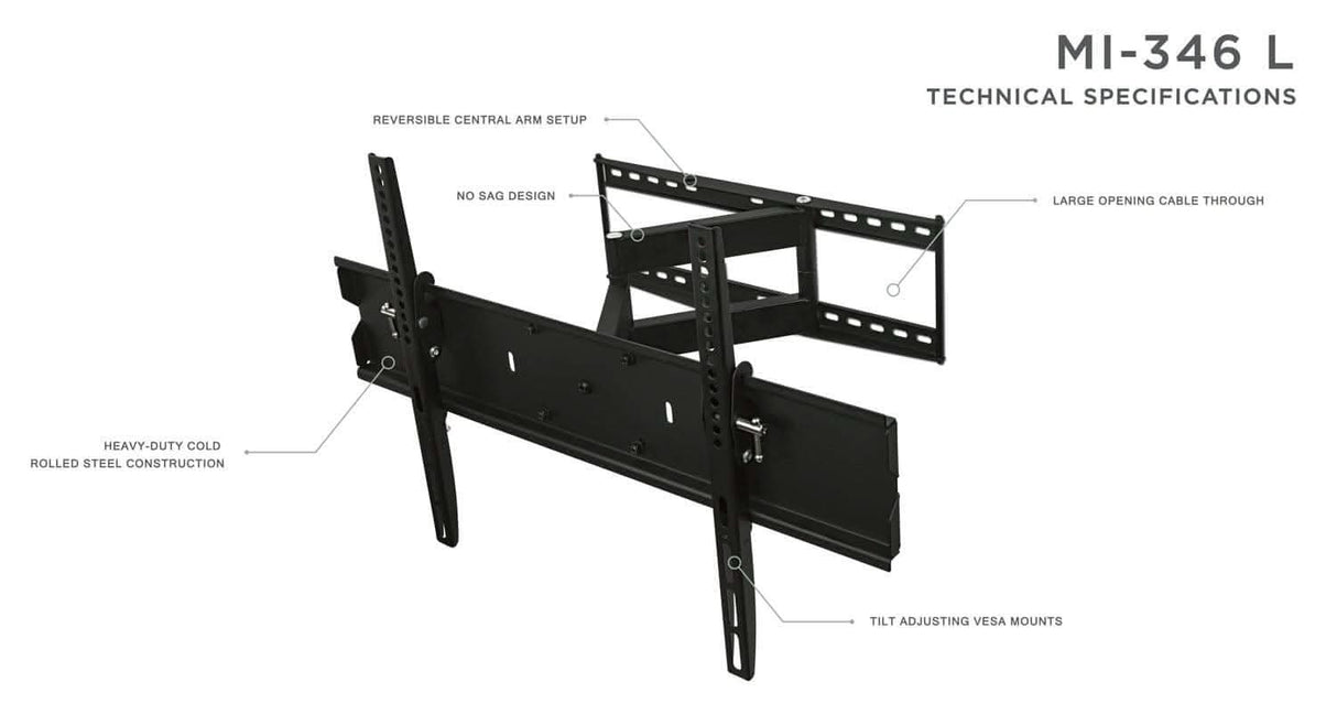 Full-Motion High Weight Capacity TV Mount TV Mount - Full-Motion High Weight Capacity TV Mount - Mount-It! - MI-346L
