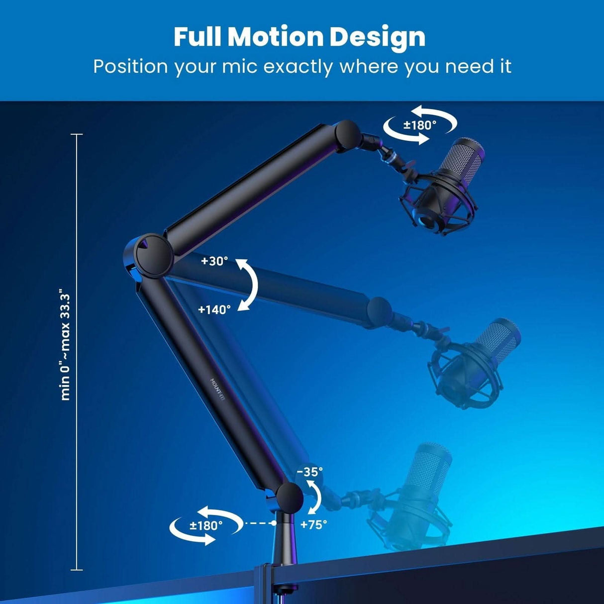 Full Motion Microphone Boom Arm Desk Accessories - Full Motion Microphone Boom Arm - Mount-It! - MI-7611
