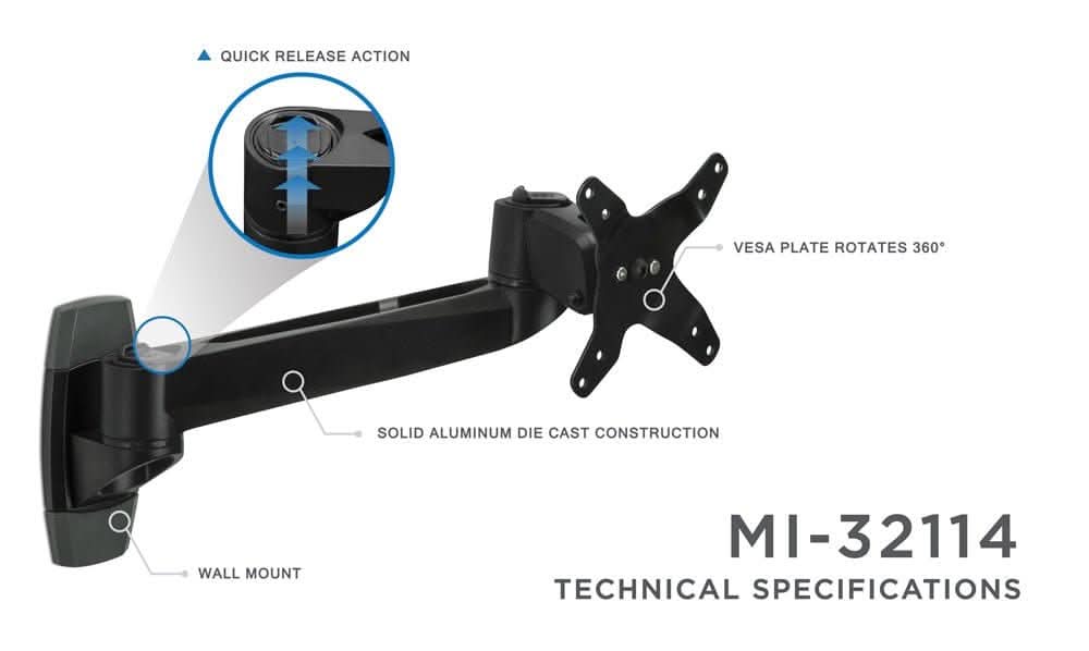 Full Motion Monitor Wall Mount Monitor Mount - Full Motion Monitor Wall Mount - Mount-It! -
