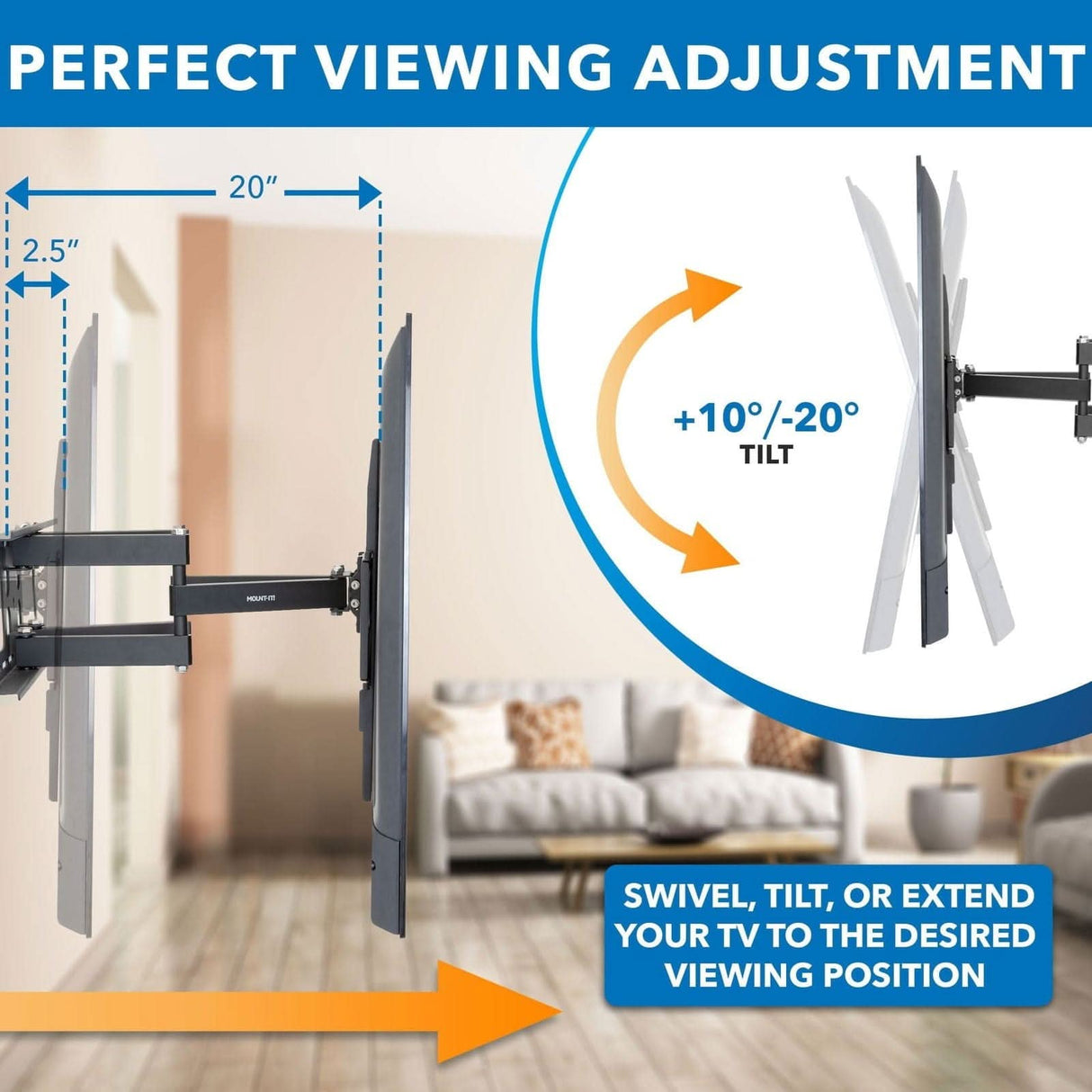 Full Motion Outdoor TV Wall Mount TV Mount - Full Motion Outdoor TV Wall Mount - Mount-It! - MI-396