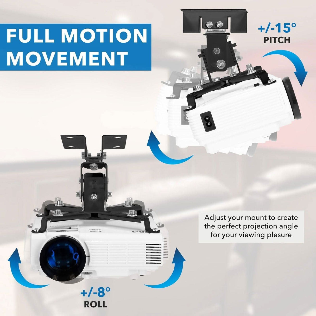Full Motion Projector Wall & Ceiling Mount Projector Mount - Full Motion Projector Wall & Ceiling Mount - Mount-It! -
