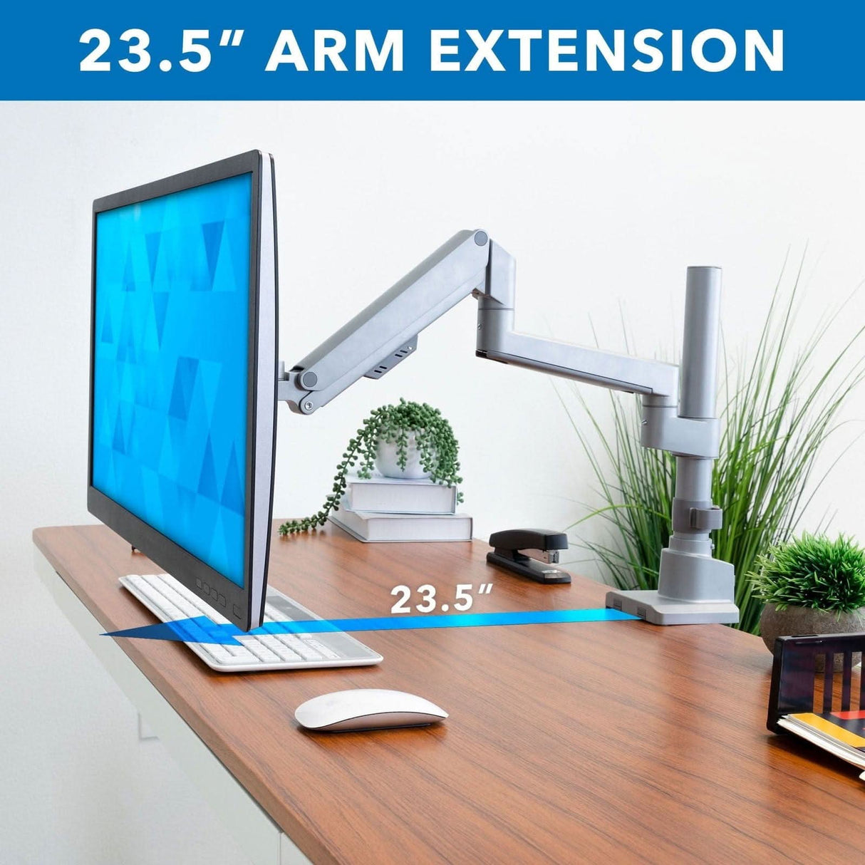 Full Motion Single Monitor Desk Mount, Height Adjustable with Gas Spring Arm Monitor Mount - Full Motion Single Monitor Desk Mount, Height Adjustable with Gas Spring Arm - Mount-It! - MI-6771
