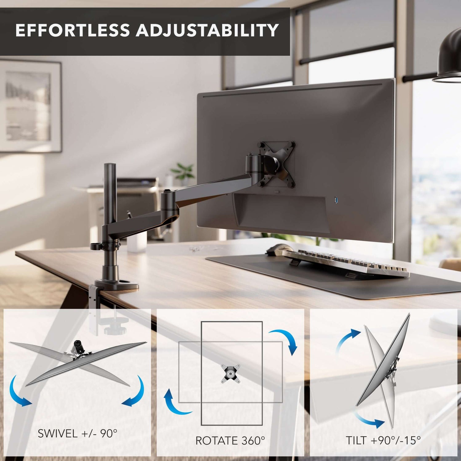 Monitor Mount - Full Motion Single Monitor Desk Mount - Mount-It! -