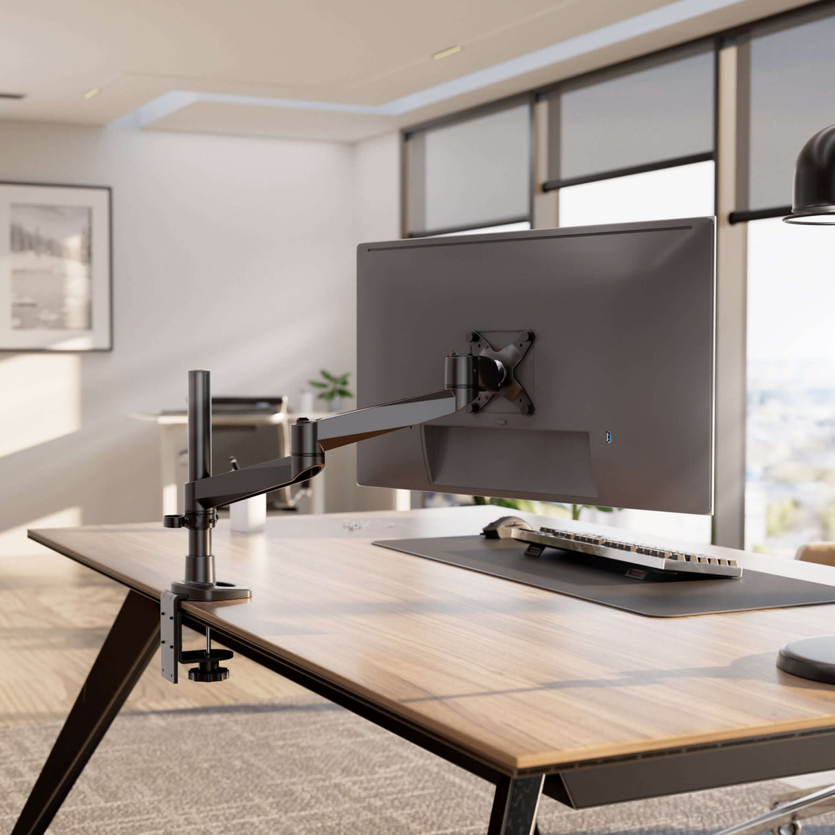 Full Motion Single Monitor Desk Mount Monitor Mount - Full Motion Single Monitor Desk Mount - Mount-It! -