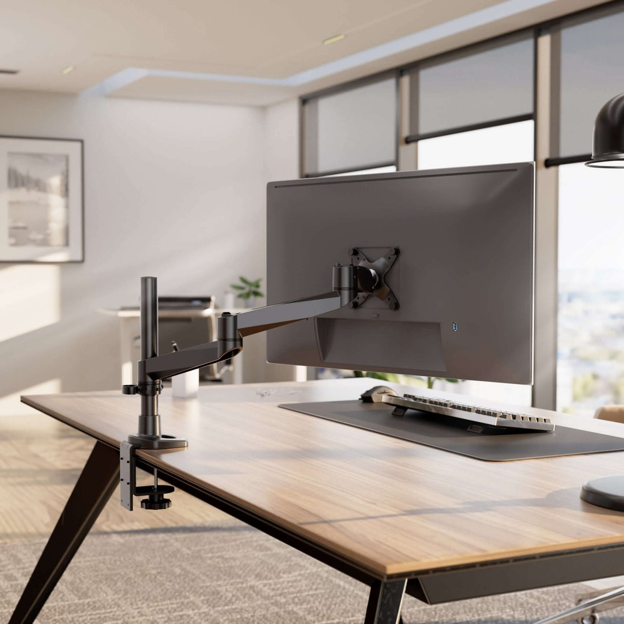 Full Motion Single Monitor Desk Mount Monitor Mount - Full Motion Single Monitor Desk Mount - Mount-It! -