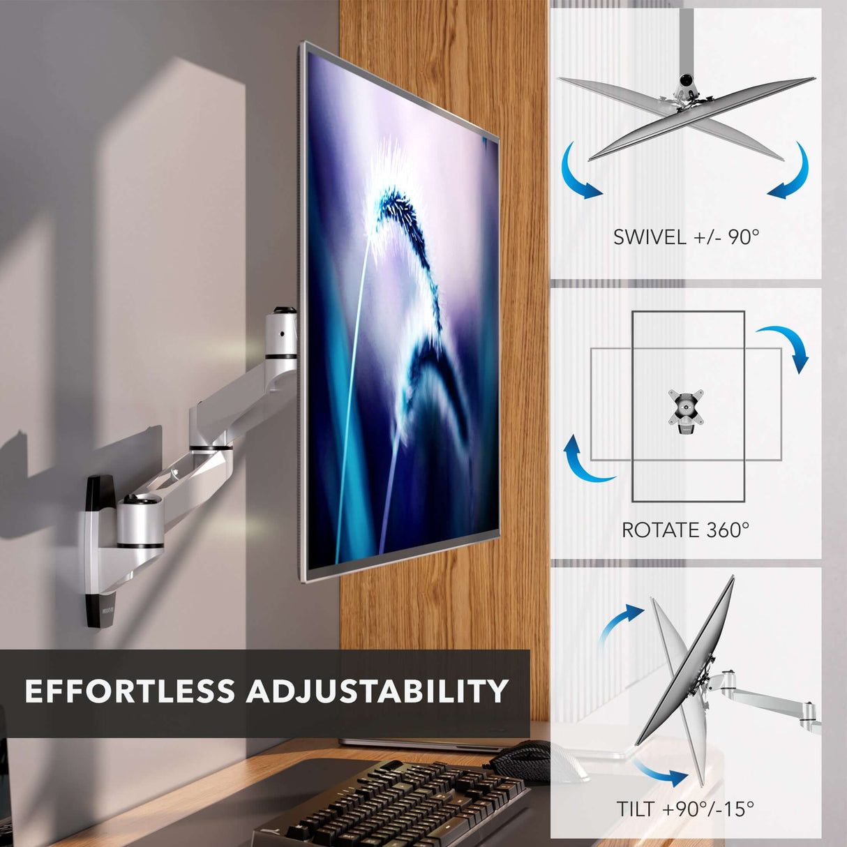 Full Motion Single Monitor Wall Mount Monitor Mount - Full Motion Single Monitor Wall Mount - Mount-It! -