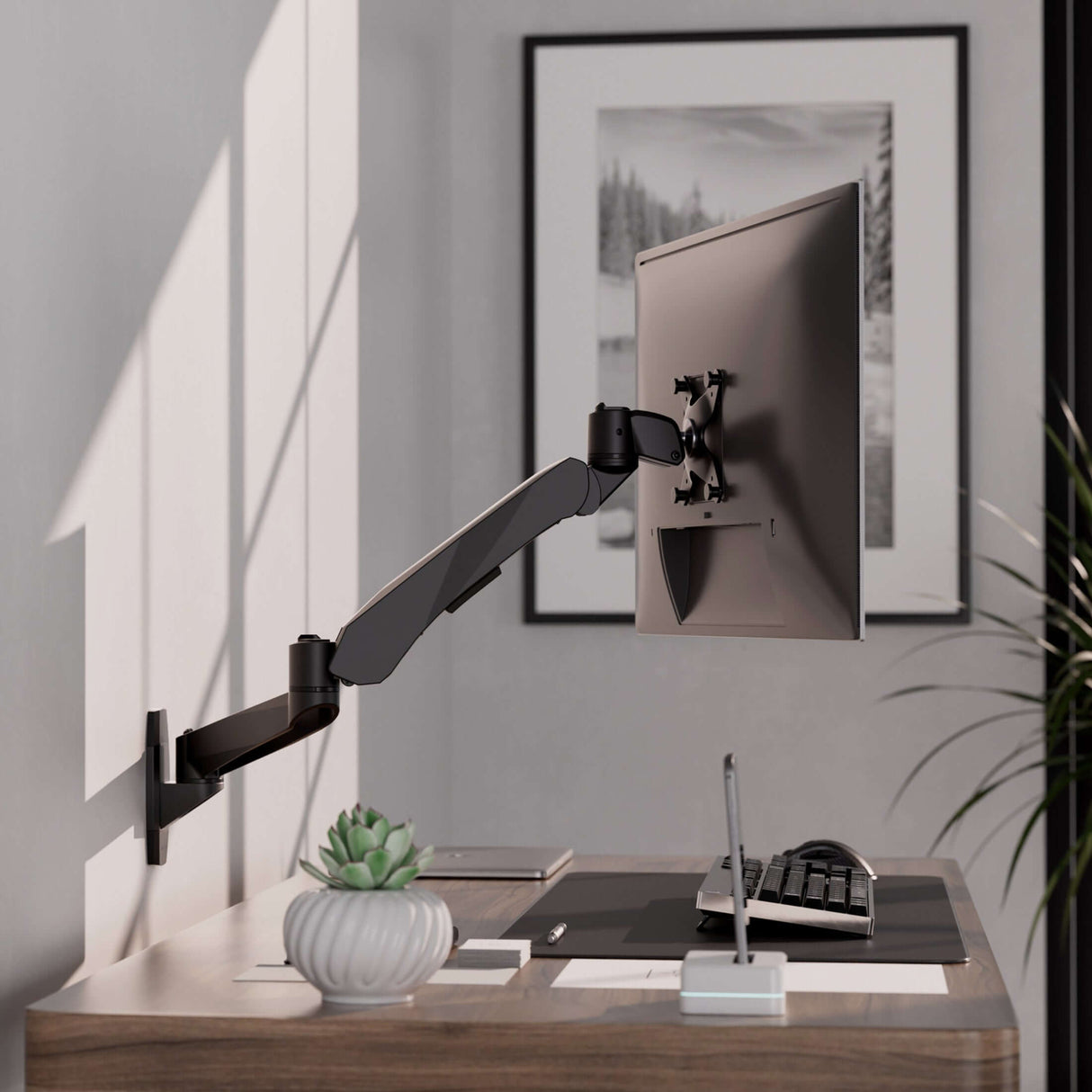 Full Motion Single Monitor Wall Mount with Gas Spring Arm Monitor Mount - Full Motion Single Monitor Wall Mount with Gas Spring Arm - Mount-It! -