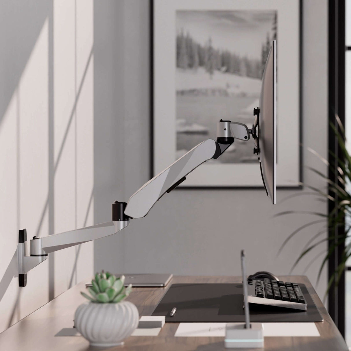 Full Motion Single Monitor Wall Mount with Gas Spring Arm Monitor Mount - Full Motion Single Monitor Wall Mount with Gas Spring Arm - Mount-It! -