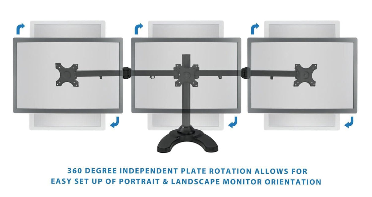 Full Motion Triple Monitor Desk Stand Monitor Stands - Full Motion Triple Monitor Desk Stand - Mount-It! - MI-789