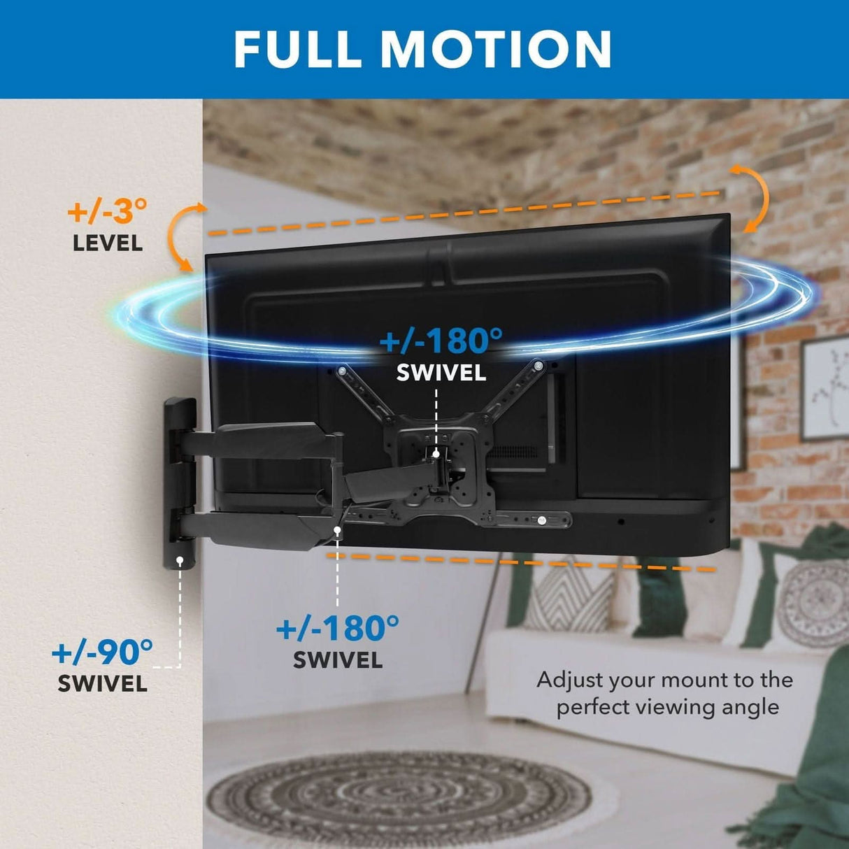 Full Motion TV Wall Mount TV Mount - Full Motion TV Wall Mount - Mount-It! - MI-14002