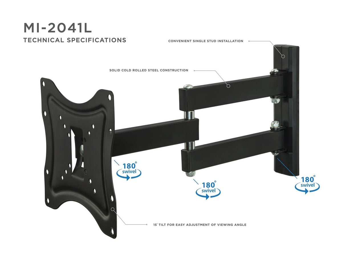 Full Motion TV Wall Mount TV Mount - Full Motion TV Wall Mount - Mount-It! - MI-2041L