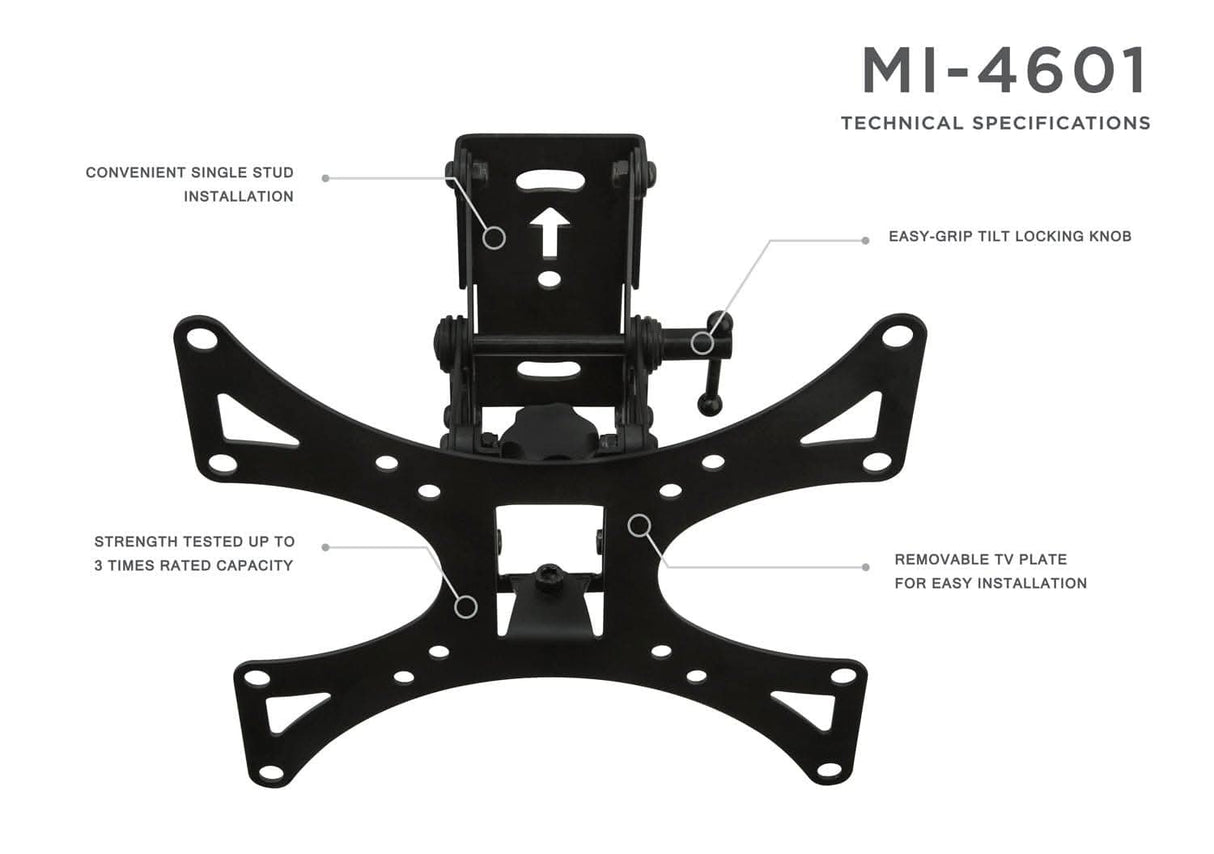 Full Motion TV Wall Mount w/ Extension TV Mount - Full Motion TV Wall Mount w/ Extension - Mount-It! - MI-4601