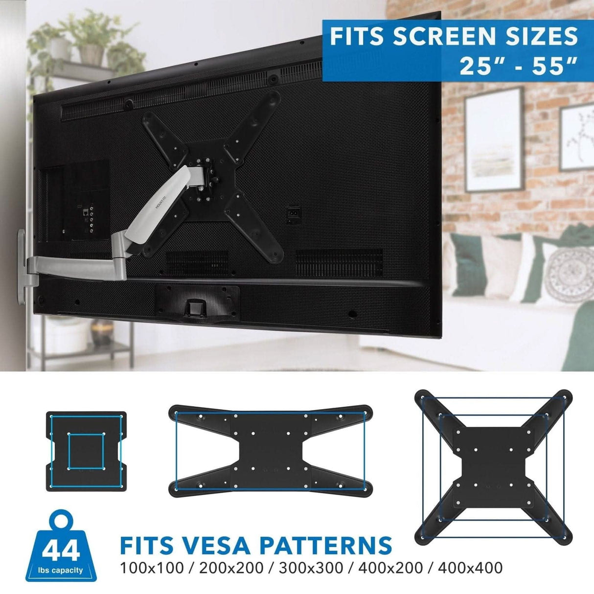 Full Motion TV Wall Mount w/ Gas Spring Arm TV Mount - Full Motion TV Wall Mount w/ Gas Spring Arm - Mount-It! - MI-442
