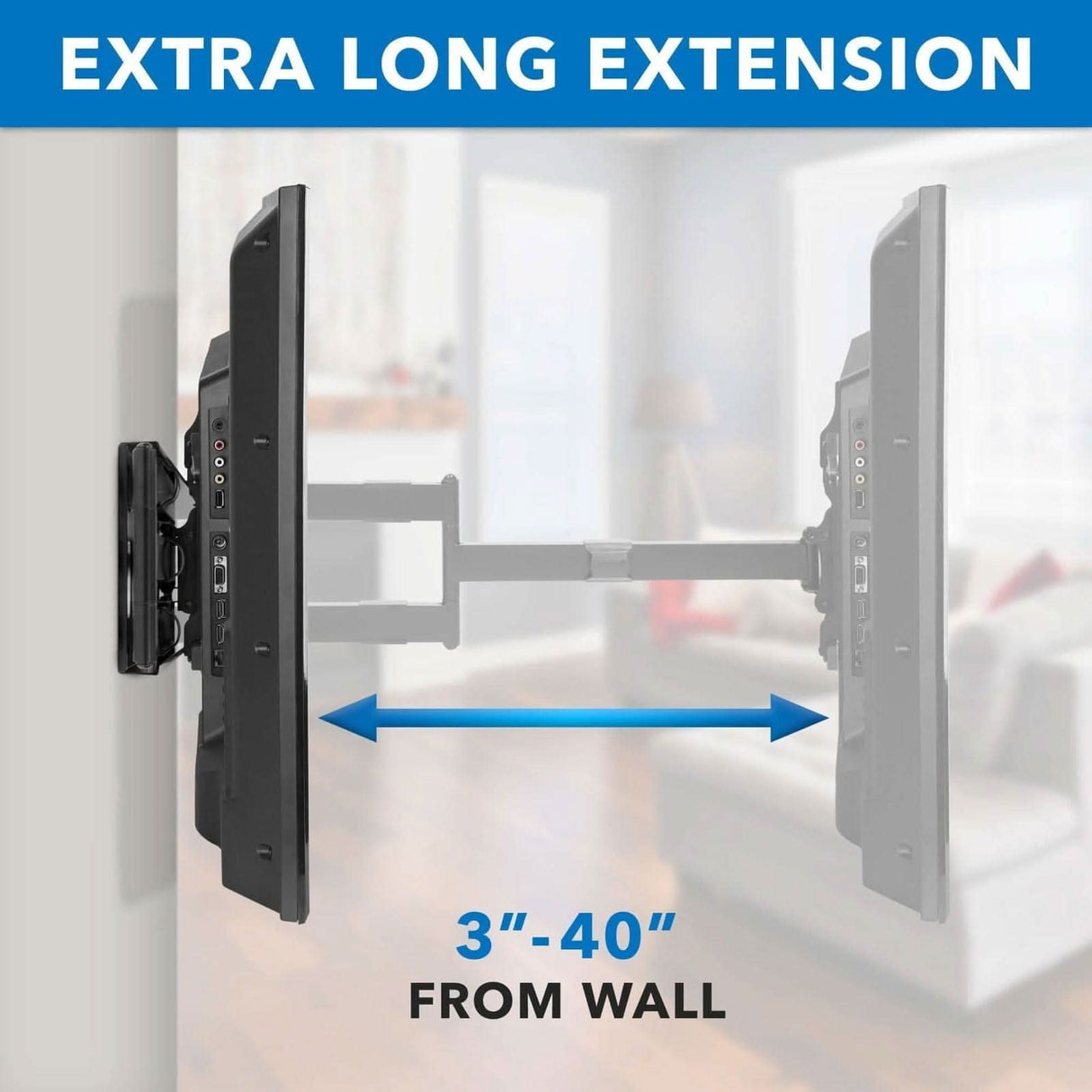 Full Motion TV Wall Mount with Extra Long Extension - TVs up to 80" TV Mount - Full Motion TV Wall Mount with Extra Long Extension - Mount-It! - MI-372