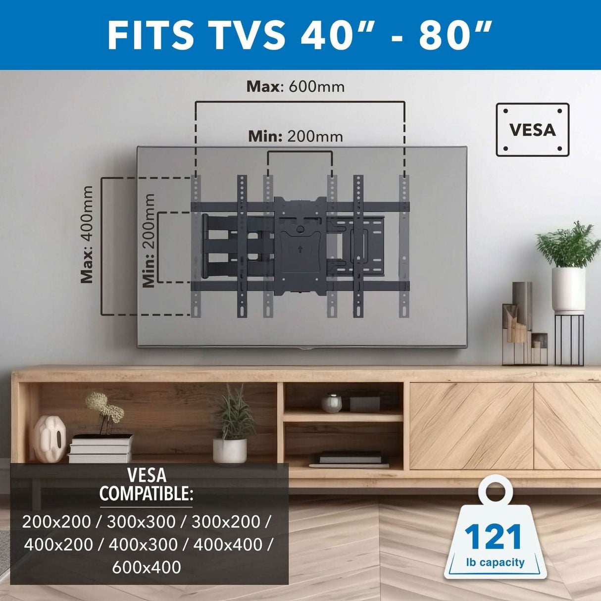 Full Motion TV Wall Mount with Extra Long Extension TV Mount - Full Motion TV Wall Mount with Extra Long Extension - Mount-It! - MI-397