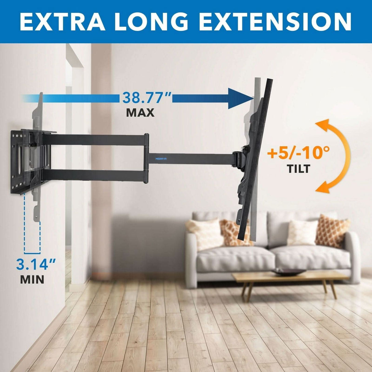 Full Motion TV Wall Mount with Extra Long Extension TV Mount - Full Motion TV Wall Mount with Extra Long Extension - Mount-It! - MI-397