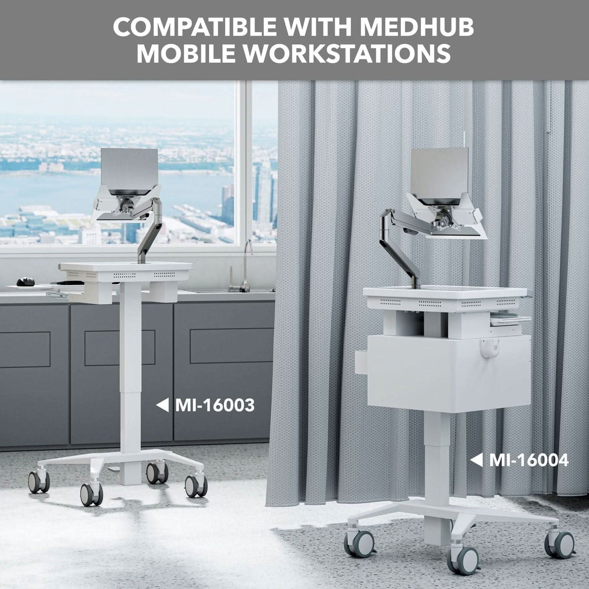 Gas Spring Laptop Arm for MedHub Mobile Workstations Laptop Mount - Gas Spring Laptop Arm for MedHub Mobile Workstations - Mount-It! - MI-16007