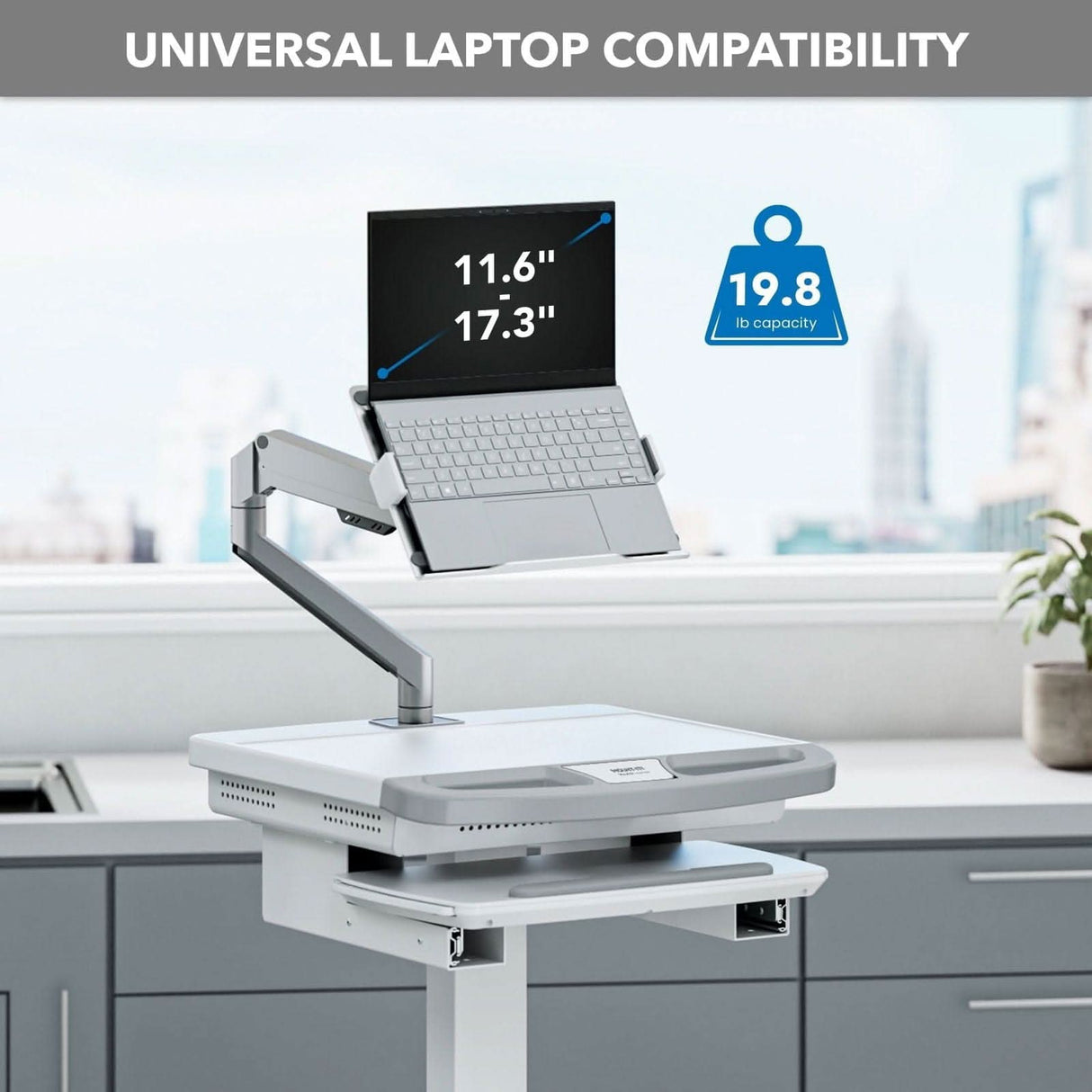 Gas Spring Laptop Arm for MedHub Mobile Workstations Laptop Mount - Gas Spring Laptop Arm for MedHub Mobile Workstations - Mount-It! - MI-16007