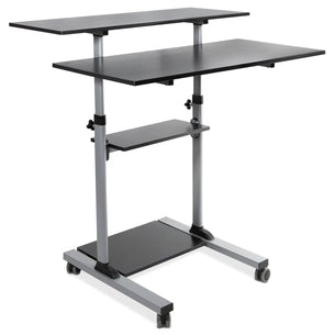 Grey Mobile Standing Desk - Height Adjustable Rolling Stand up Desk - Mount-It! - MI-7970 Grey Mobile Standing Desk - Height Adjustable Rolling Stand up Desk - Mount-It! - MI-7970