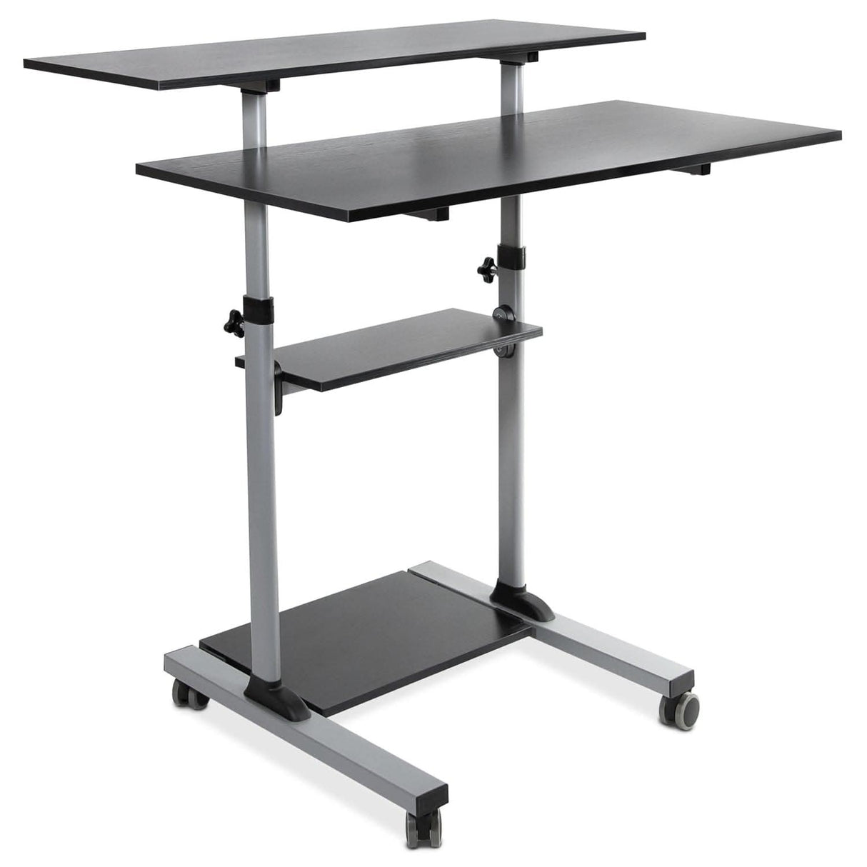 Height Adjustable Rolling Stand up Desk Grey Mobile Standing Desk - Height Adjustable Rolling Stand up Desk - Mount-It! - MI-7970