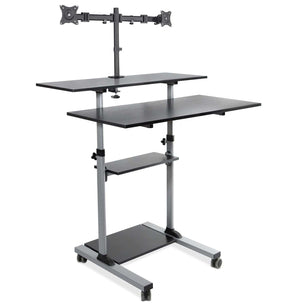 Grey Mobile Standing Desk - Height Adjustable Rolling Stand up Desk - Mount-It! - MI-7972 Grey Mobile Standing Desk - Height Adjustable Rolling Stand up Desk - Mount-It! - MI-7972