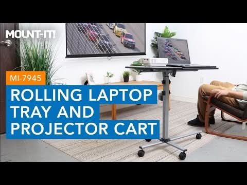 Rolling Laptop Tray & Projector Cart Grey Mobile Standing Desk - Rolling Laptop Tray & Projector Cart - Mount-It! - MI-7945